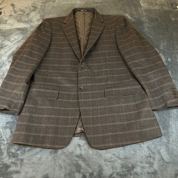 Bachrach Other - Bachrach Brown Plaid Two Button Blazer Business Casual Coat Jacket Mens 42R